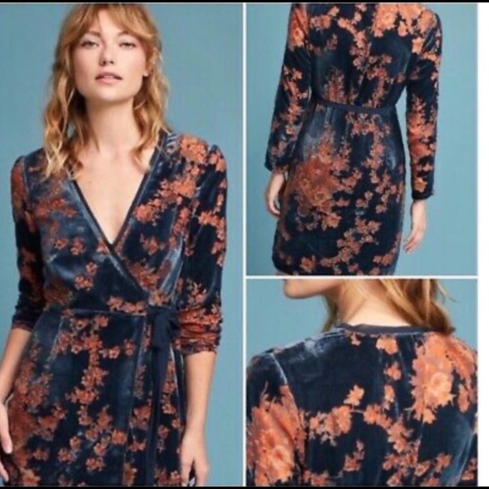 Anthropologie Eri & Ali Enya Velvet Wrap Dress
